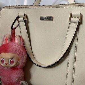 Kate Spade Cream Satchel with Pink Charm